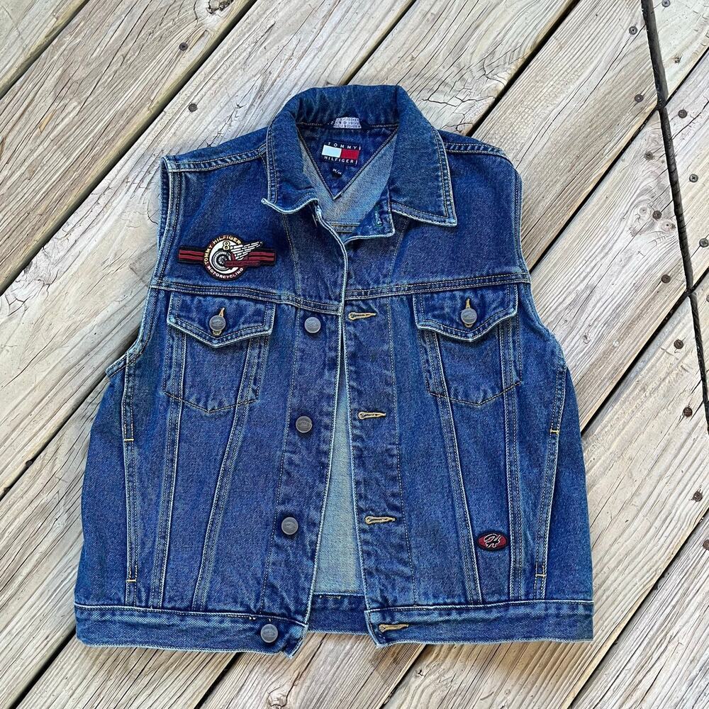 Tommy Hilfiger Women's Vintage Motorcycle Denim Vest Size M